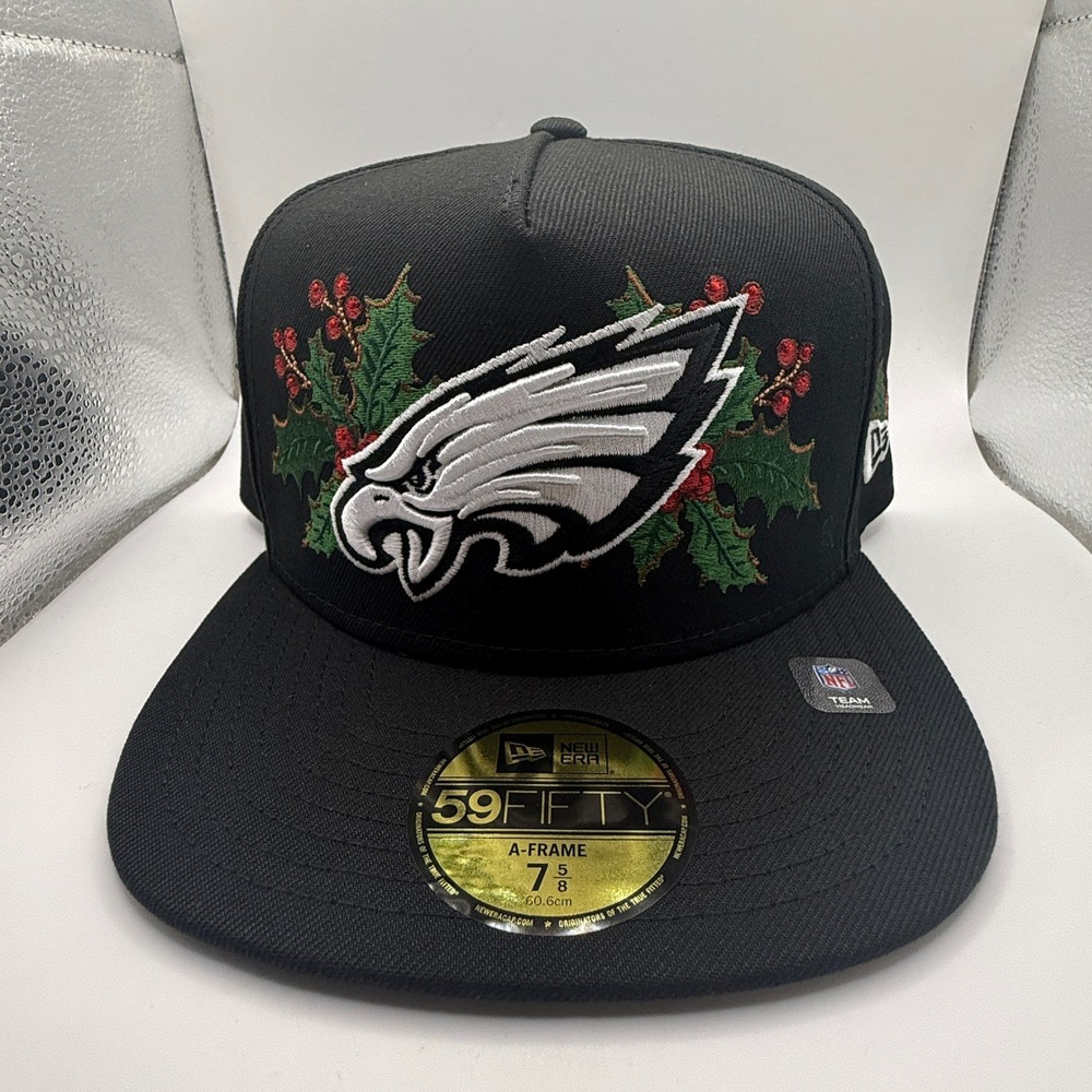New Era 59FIFTY A-Frame Philadelphia Eagles Holly Fitted Hat Black 7 5/8 NFL